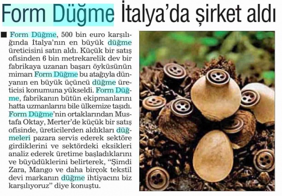 Form Düğme İtalya'da şirket aldı/Türkiye Gazetesi