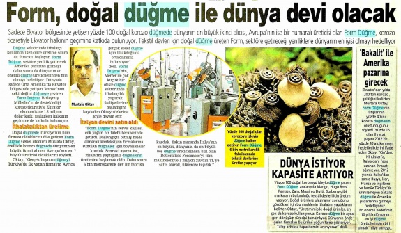 Form, Doğal Düğme ile Dünya Devi Olacak /Posta Gazetesi