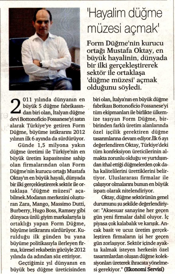 Hayalim Düğme Müzesi Açmak / Hürses Gazetesi