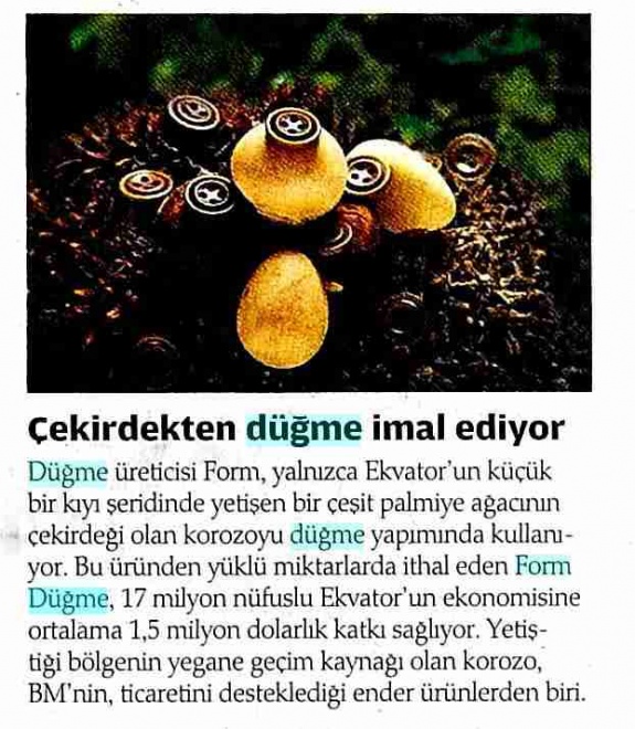 Çekirdekten Düğme İmal Ediyor/Zaman Gazetesi