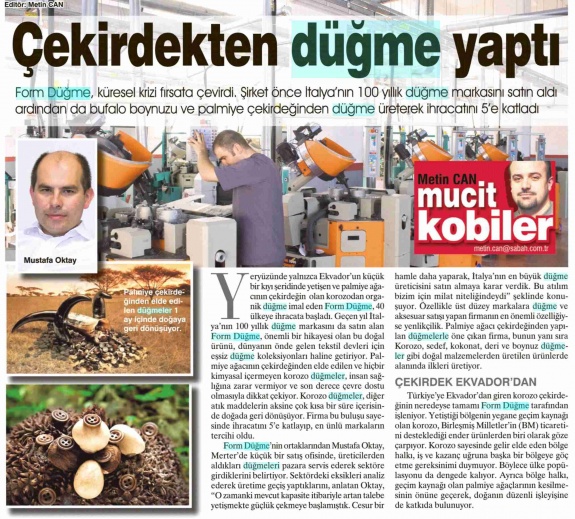 Çekirdekten Düğme Yaptı /Sabah Gazetesi