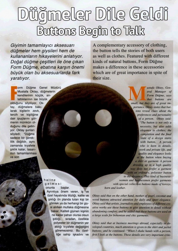 Düğmeler Dile Geldi /Tex to Wear Dergisi