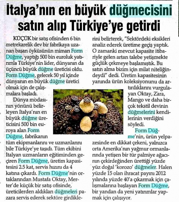 İtalya'nın En Büyük Düğmecisini Satın Alıp Türkiye'ye Getirdi /Vatan Gazetesi