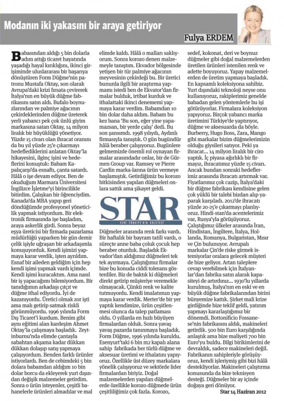 Modanın İki Yakasını Bir Araya Getiriyor/Star Gazetesi