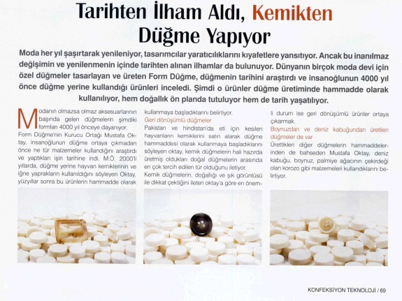  Tarihten İlham Aldı, Kemikten Düğme Yapıyor /Tekstil Konfeksiyon Teknolojisi