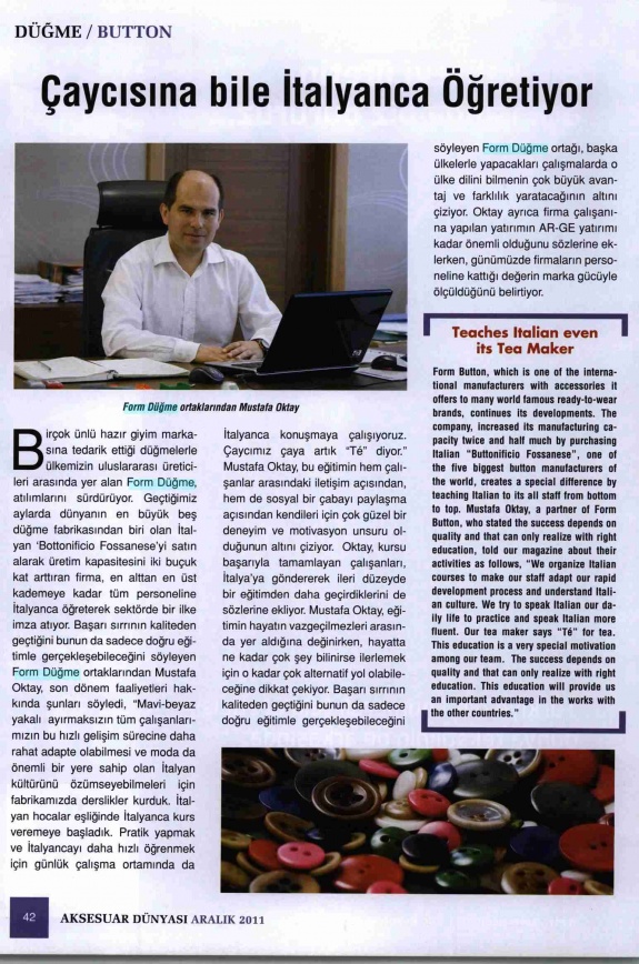 Çaycısına bile İtalyanca Öğretiyor / Aksesuar Dünyası Dergisi