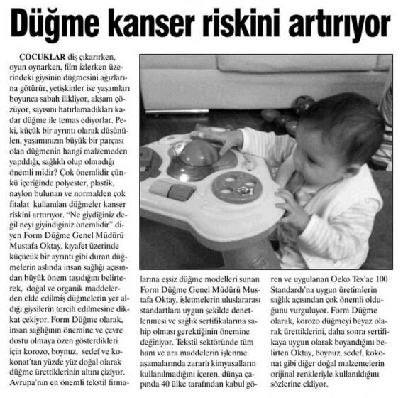 Düğme Kanser Riskini Arttırıyor /Dokuz Sütun Gazetesi
