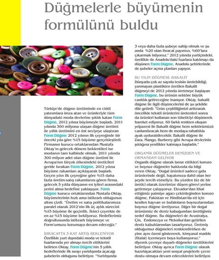 Düğmelerle Büyümenin Formülünü Buldu / Konfeksiyon Teknik Dergisi