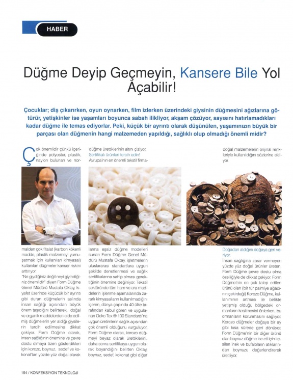 Düğme Deyip Geçmeyin, Kansere Bile Yol Açabilir / Tekstil Konfeksiyon Teknolojisi