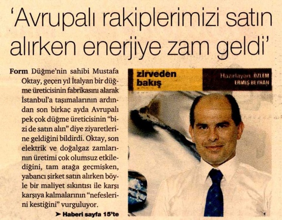 Avrupalı Rakibimizi Satın Alırken Enerjiye Zam Geldi /Dünya Gazetesi