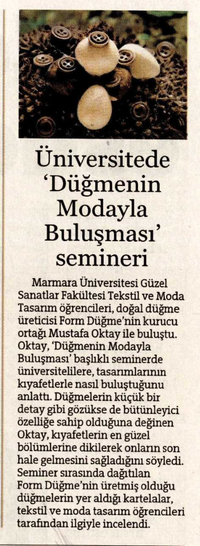 Üniversitede "Düğmenin Modayla Buluşması" Semineri /Hürriyet Gazetesi