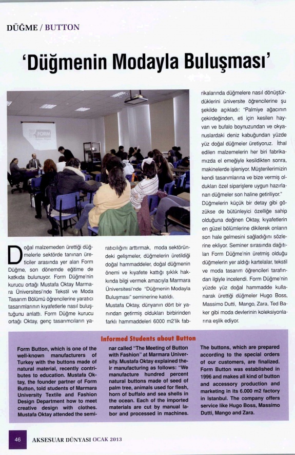 Düğmenin Modayla Buluşması /Aksesuar Dünyası