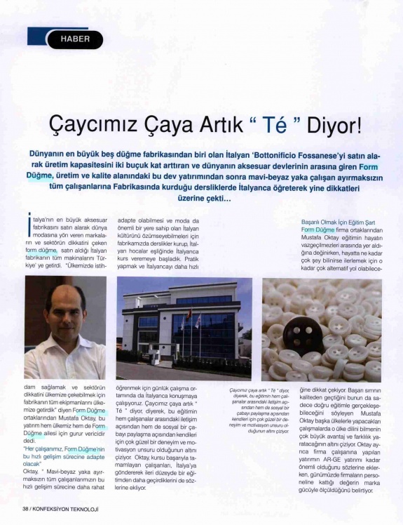 Çaycımız Çaya Artık" Te " Diyor! /Tekstil Konfeksiyon Teknolojisi