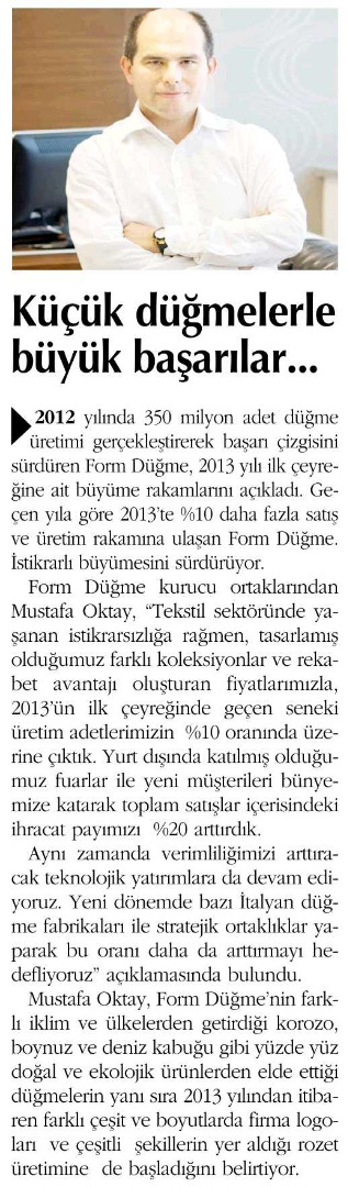 Küçük Düğmelerle Büyük Başarılar /Ortadoğu Gazetesi