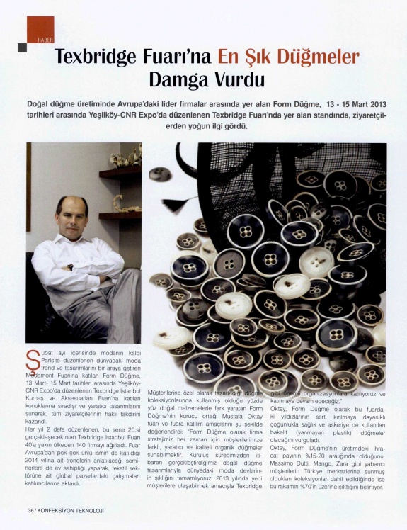 Texbridge Fuarı'na En Şık Düğmeler Damga Vurdu /Tekstil ve Konfeksiyon Dergisi