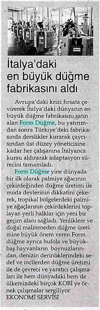 İtalya'daki En Büyük Düğme Fabrikasını Satın Aldı/Yeni Mesaj Gazetesi
